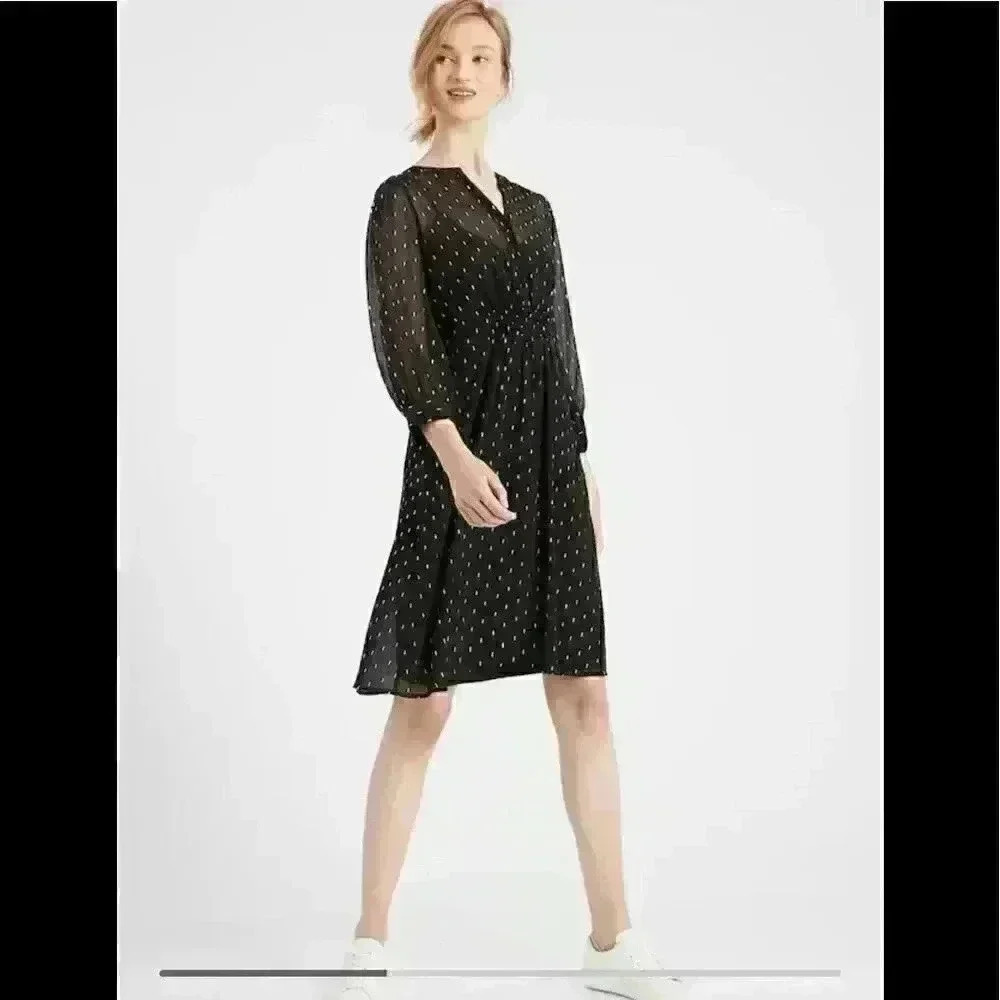 Banana Republic Petite Smocked Fit and flare Dress